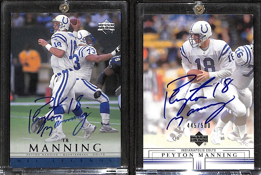 (2) Upper Deck Peyton Manning Autographed Football Cards