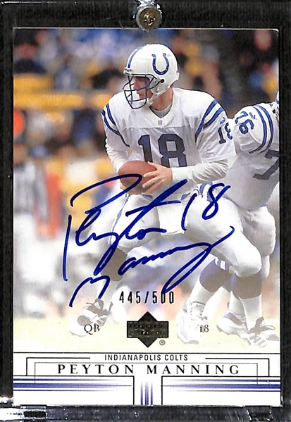 (2) Upper Deck Peyton Manning Autographed Football Cards