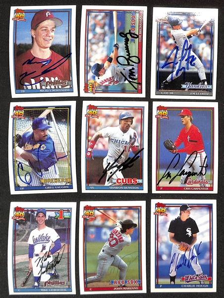 Lot of (160+) 1991 Topps Signed Baseball Cards inc. (2) Larry Walker, (2) Sparky Anderson, Joe Torre, Curt Schilling (JSA Auction Letter)