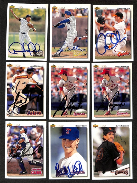 170+ Signed Baseball Cards w. 1992 Minor League Derek Jeter Rookie, Pual Molitor, & Gregg Olson (JSA Auction Letter) 