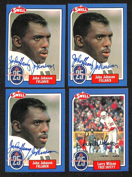 (16) Signed 1988  Swell Football Greats HOF Cards w. (2) Sonny Jurgensen, Frank Gifford, & Otto Graham (JSA Auction Letter)