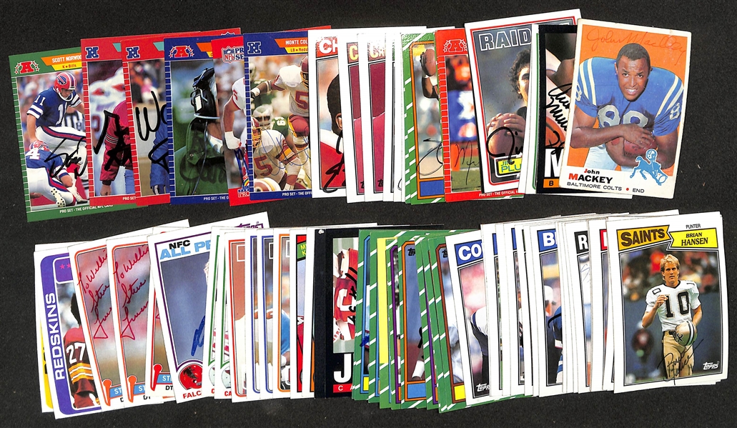 Lot of (65+) Signed Football Cards w. John Mackey & Anthony Munoz (\JSA Auction Letter)