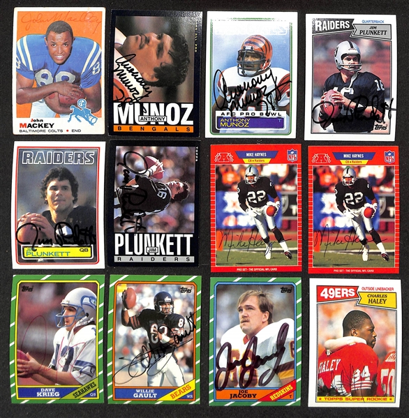 Lot of (65+) Signed Football Cards w. John Mackey & Anthony Munoz (\JSA Auction Letter)