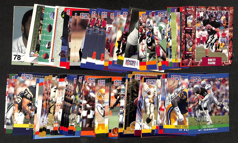 Lot of (75+)  Signed Football Cards w. Brett Favre, Steve Young, & Tim Brown (+JSA Auction Letter)