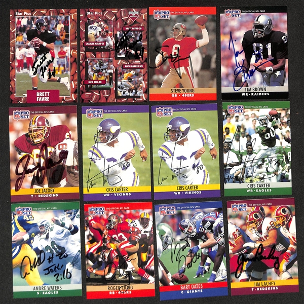 Lot of (75+)  Signed Football Cards w. Brett Favre, Steve Young, & Tim Brown (+JSA Auction Letter)