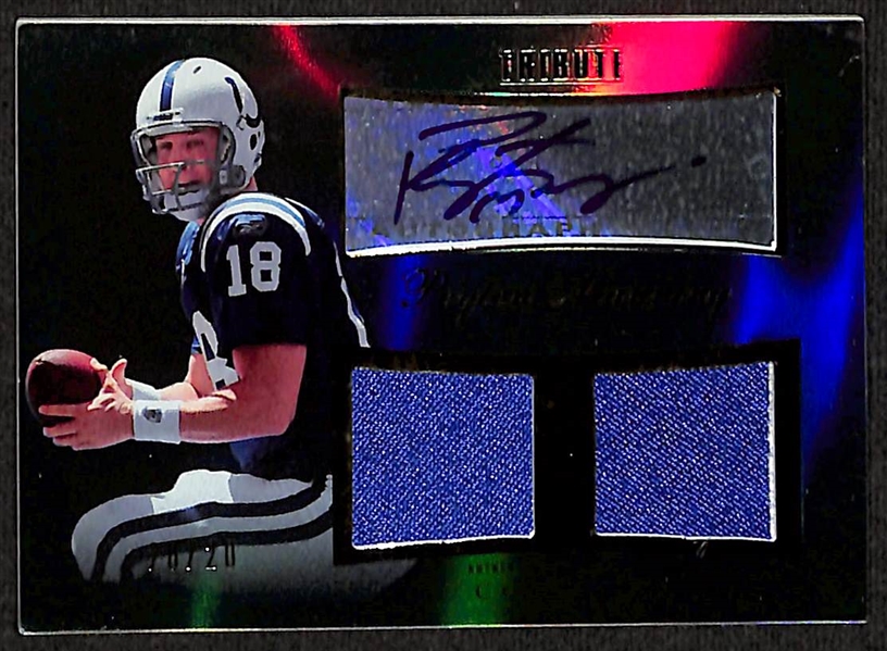 (2) Peyton Manning Limited Edition Patch Autograph Cards from 2009 Bowman Sterling & 2010 Topps Tribute