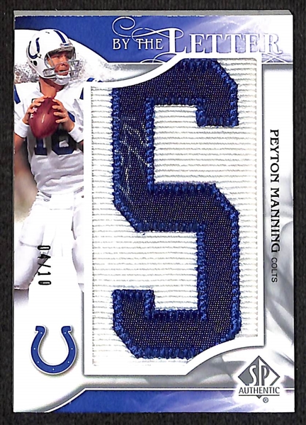 (2) Peyton Manning Autograph Cards - 2003 UD Sweet Spot Signatures (#/25) & 2009 SP Authentic By the Letter Card (#/10)