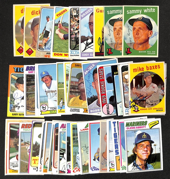 Lot of (40+) Signed Vintage Baseball Cards w. Sammy White, Gus Triandos, Sandy Alomar, Don Wert, Dick Gray, + (JSA Auction Letter)