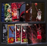Lot of (12) 1990s Michael Jordan Cards inc. 1995-96 Skybox Premium Larger Than Life, 1995-96 Skybox Premium Standouts Hobby, 1996-97 SPx Sample, +