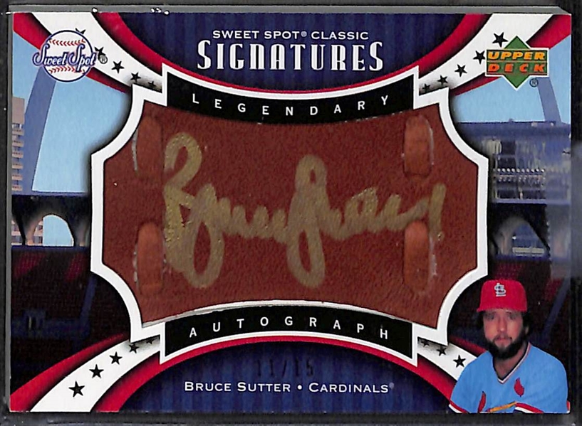 Lot of (3) Upper Deck Sweet Spot Classic Signatures Bruce Sutter Autograph Cards - Includes (1) From 2005 and (2) From 2007 (Both #/15)
