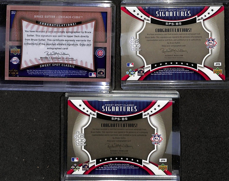 Lot of (3) Upper Deck Sweet Spot Classic Signatures Bruce Sutter Autograph Cards - Includes (1) From 2005 and (2) From 2007 (Both #/15)