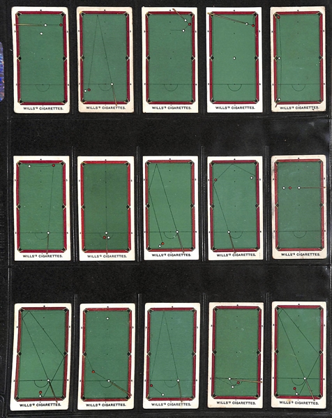Lot of (4) 1909-1934 Cigarette Cards Non-Sport Sets - Billiards, Tricks & Puzzles, & Optical Illusions