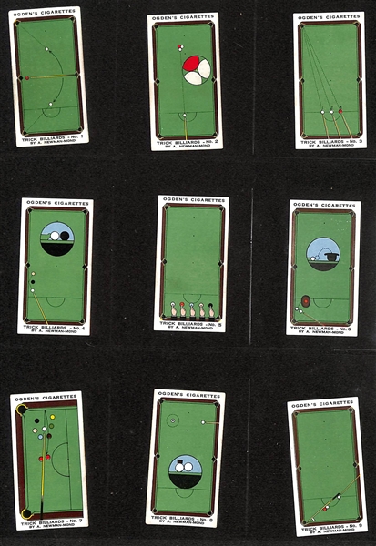 Lot of (4) 1909-1934 Cigarette Cards Non-Sport Sets - Billiards, Tricks & Puzzles, & Optical Illusions