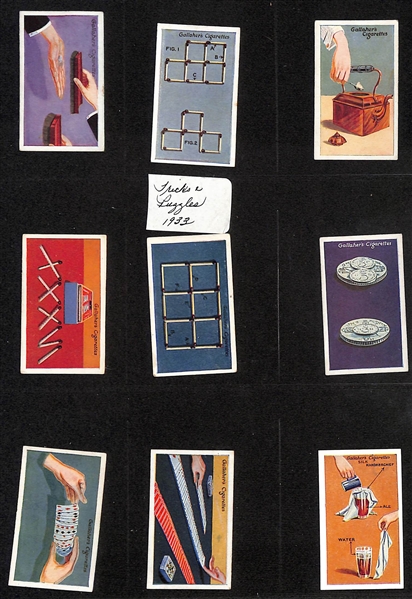 Lot of (4) 1909-1934 Cigarette Cards Non-Sport Sets - Billiards, Tricks & Puzzles, & Optical Illusions