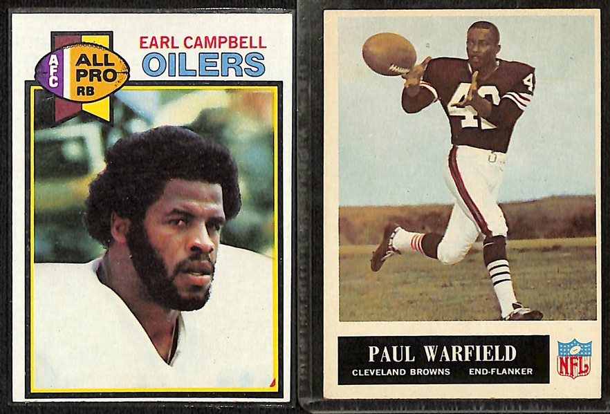 Lot of (60) 1965-1987 Football Cards w. 1972 Topps Joe Namath & 1979 Topps Earl Campbell RC