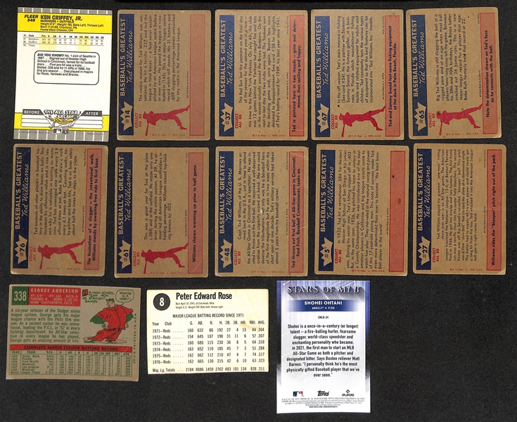 Lot of (22) 1959-2018 Baseball Cards w. (2) 1989 Fleer Ken Griffey Jr Rookie Card