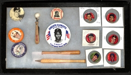 Lot of Vintage Baseball Pins & Memorabilia w. 1960s Mel Ott Booster Pin