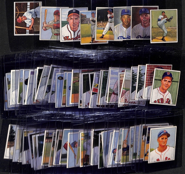 Lot of (73) Different 1950 Bowman Baseball Cards w. Warren Spahn & PeeWee Reese (removed from scrapbook)