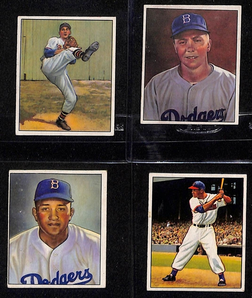 Lot of (73) Different 1950 Bowman Baseball Cards w. Warren Spahn & PeeWee Reese (removed from scrapbook)