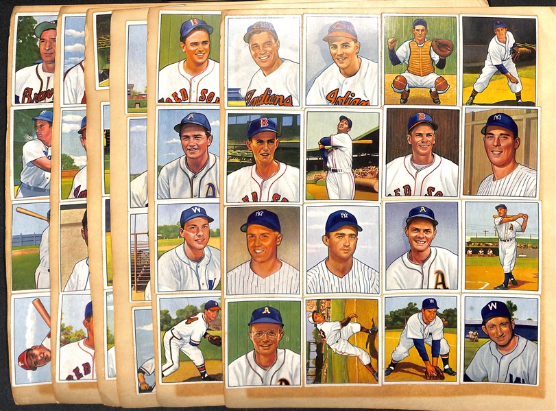 Lot of (96) Different 1950 Bowman Baseball Cards - Pasted on Scrapbook Paper - w. Ted Williams & Loaded w. HOFers