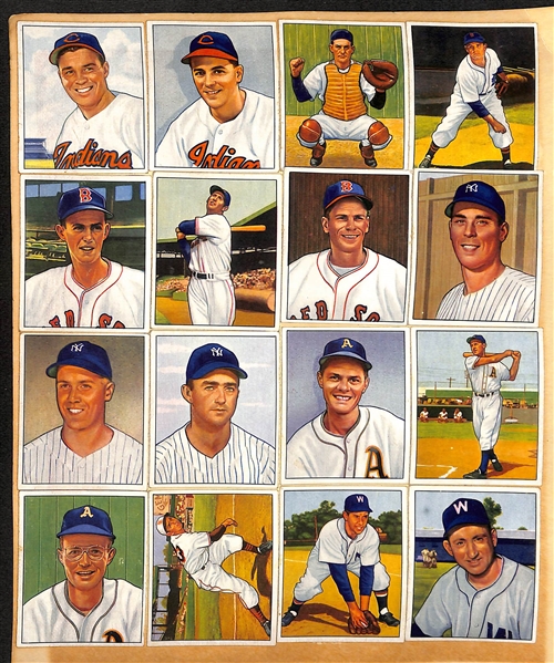 Lot of (96) Different 1950 Bowman Baseball Cards - Pasted on Scrapbook Paper - w. Ted Williams & Loaded w. HOFers