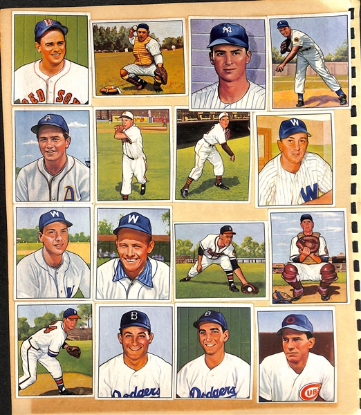 Lot of (96) Different 1950 Bowman Baseball Cards - Pasted on Scrapbook Paper - w. Ted Williams & Loaded w. HOFers
