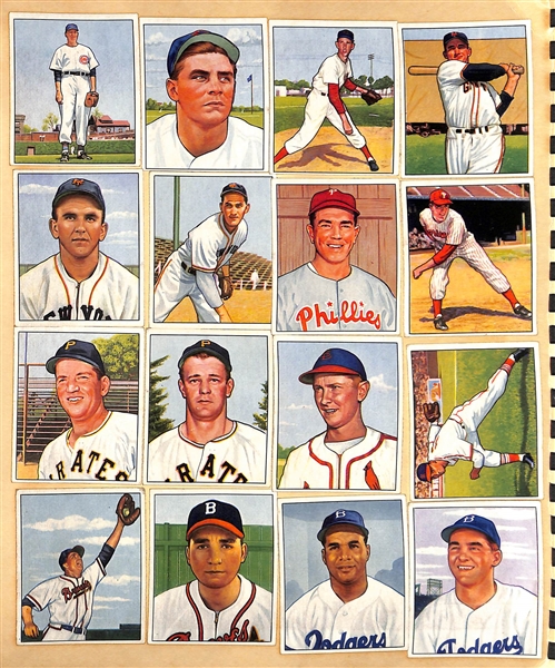 Lot of (96) Different 1950 Bowman Baseball Cards - Pasted on Scrapbook Paper - w. Ted Williams & Loaded w. HOFers