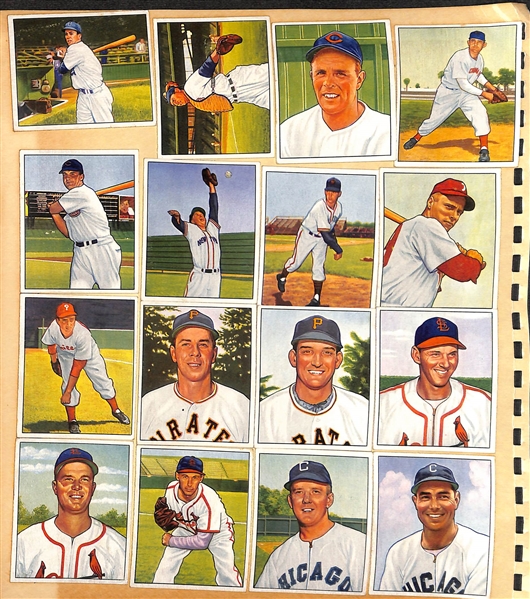 Lot of (96) Different 1950 Bowman Baseball Cards - Pasted on Scrapbook Paper - w. Ted Williams & Loaded w. HOFers