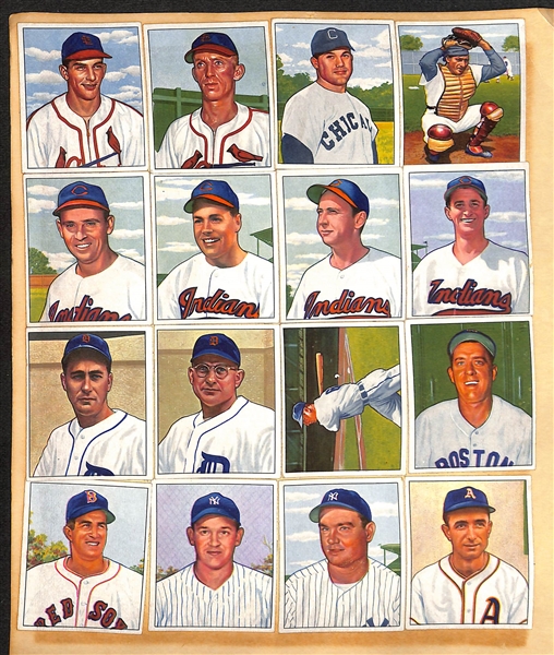 Lot of (96) Different 1950 Bowman Baseball Cards - Pasted on Scrapbook Paper - w. Ted Williams & Loaded w. HOFers