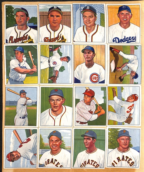 Lot of (96) Different 1950 Bowman Baseball Cards - Pasted on Scrapbook Paper - w. Ted Williams & Loaded w. HOFers