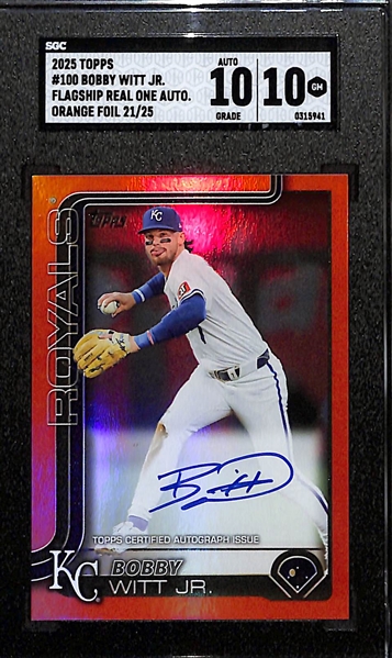 2025 Topps Series 1 Flagship Bobby Witt Jr. Real-One Autograph - Orange Foil Variation #/25 SGC 10 (10 Autograph Grade)