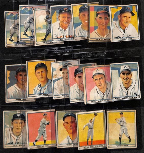 Lot of (18) 1941 Play Ball Baseball Cards w. Chuck Klein & Vince DiMaggio