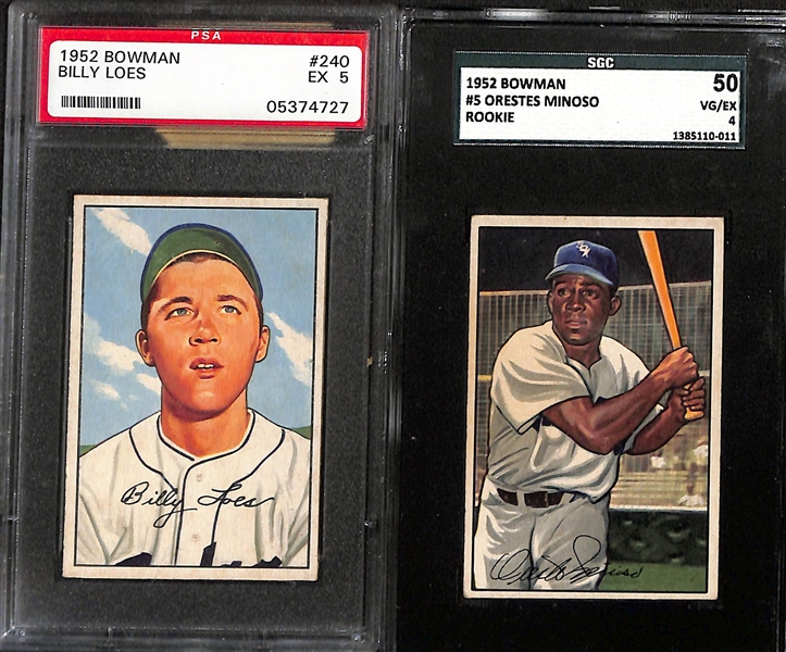 Lot of (6) 1952-1955 Graded Bowman Baseball Cards w. 1953 Bowman Color Stan Musial PSA 1.5