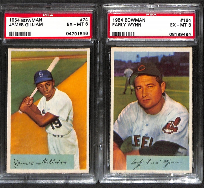 Lot of (6) 1952-1955 Graded Bowman Baseball Cards w. 1953 Bowman Color Stan Musial PSA 1.5