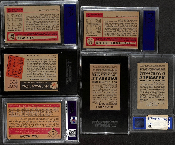 Lot of (6) 1952-1955 Graded Bowman Baseball Cards w. 1953 Bowman Color Stan Musial PSA 1.5