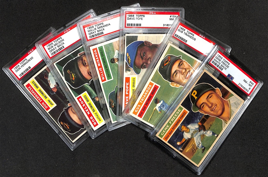 Lot of (6) 1956 Topps PSA Graded Cards w. Gene Freese PSA 8