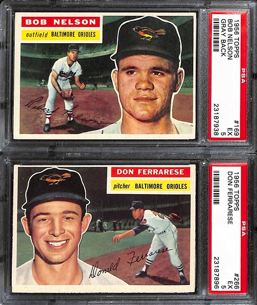 Lot of (6) 1956 Topps PSA Graded Cards w. Gene Freese PSA 8
