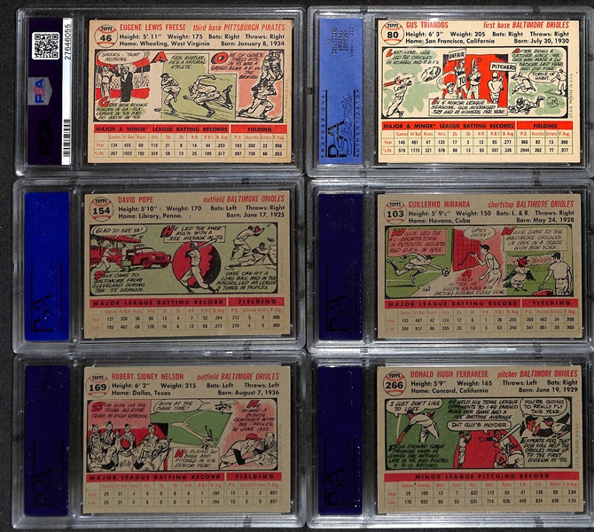 Lot of (6) 1956 Topps PSA Graded Cards w. Gene Freese PSA 8