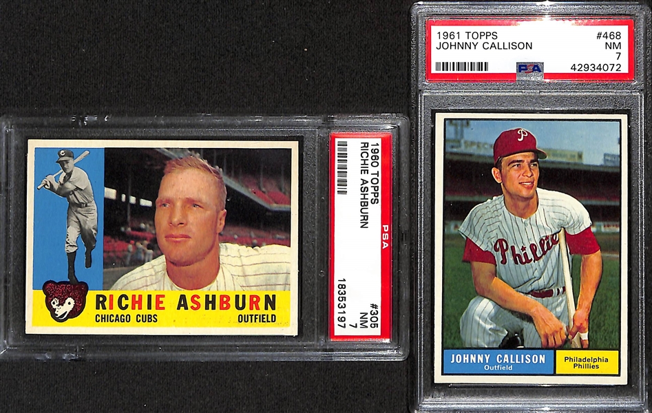 Lot of (5) 1952-1961 PSA Graded Phillies Players w. 1952 Bowman Richie Ashburn PSA 4