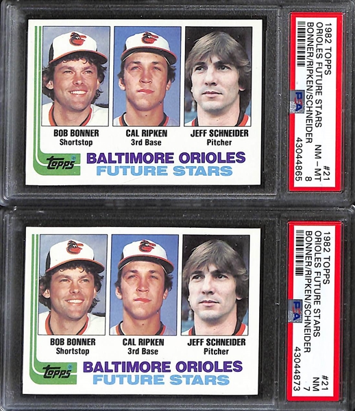 Lot of (6) 1982-1989 Graded Baseball Rookie Cards w. (2) 1982 Topps Cal Ripken Rookies PSA 8/7