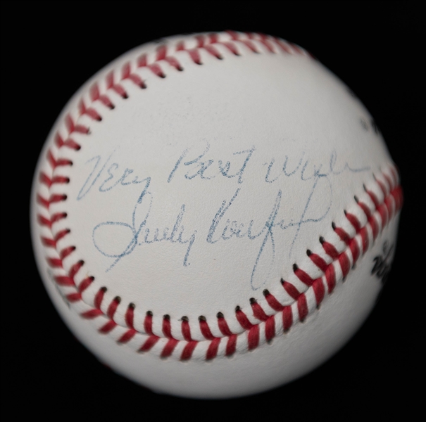 Sandy Koufax Signed Little League Baseball w. Inscription (personalization removal) - JSA Auction Letter