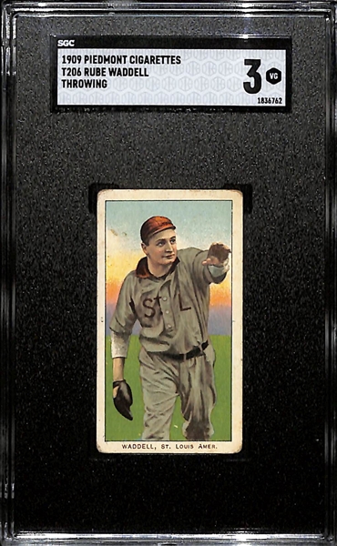 1909 T206 Piedmont Cigarettes Rube Waddell - Throwing (HOF) Graded SGC 3 (The Original Strikeout King!)