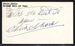 Hockey Hall of Famer Eddie Shore Signed Postcard (+JSA Auction Letter)