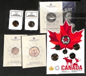 Lot of (11) US, Great Britain & Canada Coins - Many Commemorative