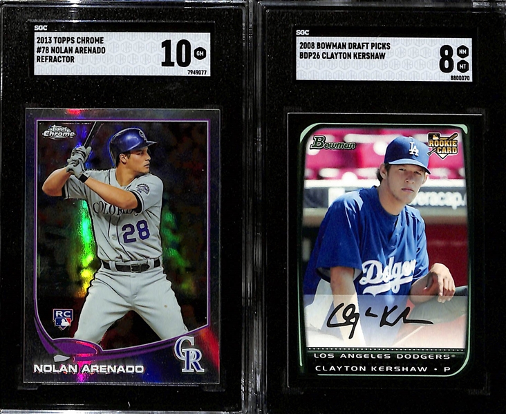 10 Graded Rookie Baseball Cards w. 2004 Bowman Chrome Yadier Molina SGC 9.5 & 2018 Prizm Ronald Acuna Jr Ruby Wave #/199 SGC 10