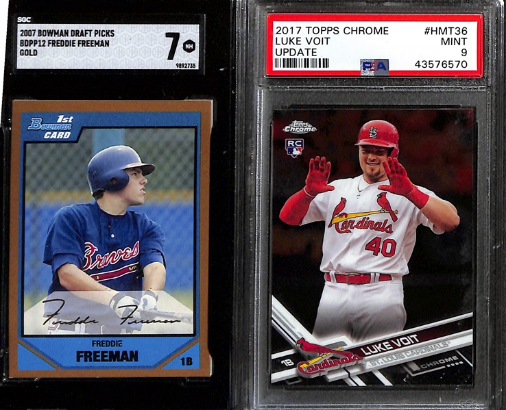 10 Graded Rookie Baseball Cards w. 2004 Bowman Chrome Yadier Molina SGC 9.5 & 2018 Prizm Ronald Acuna Jr Ruby Wave #/199 SGC 10