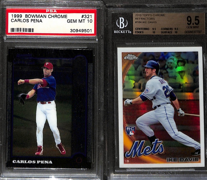 10 Graded Rookie Baseball Cards w. 2004 Bowman Chrome Yadier Molina SGC 9.5 & 2018 Prizm Ronald Acuna Jr Ruby Wave #/199 SGC 10