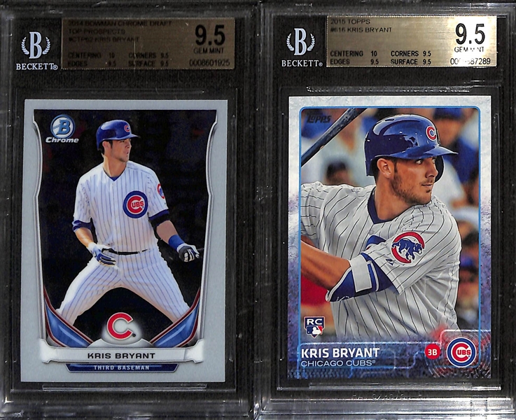 10 Graded Rookie Baseball Cards w. 2004 Bowman Chrome Yadier Molina SGC 9.5 & 2018 Prizm Ronald Acuna Jr Ruby Wave #/199 SGC 10