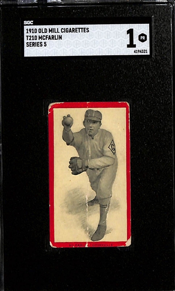 (5) Rare 1910 Minor League Baseball Tobacco Cards - T210 Old Mill McFarlin & (4) Contentnea Cigarettes Cards (Hooker, Armstrong, Walsh & Hoffman) - Each Graded SGC 1 or 1.5