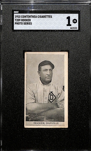 (5) Rare 1910 Minor League Baseball Tobacco Cards - T210 Old Mill McFarlin & (4) Contentnea Cigarettes Cards (Hooker, Armstrong, Walsh & Hoffman) - Each Graded SGC 1 or 1.5
